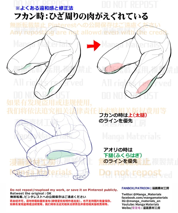 個人メモ：曲げた膝 / 密着部の肉感